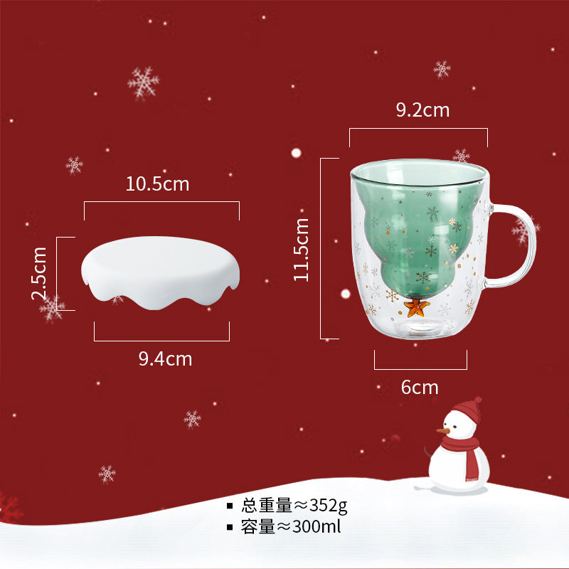 Dimensions de la tasse de noël en verre avec sapin intérieur